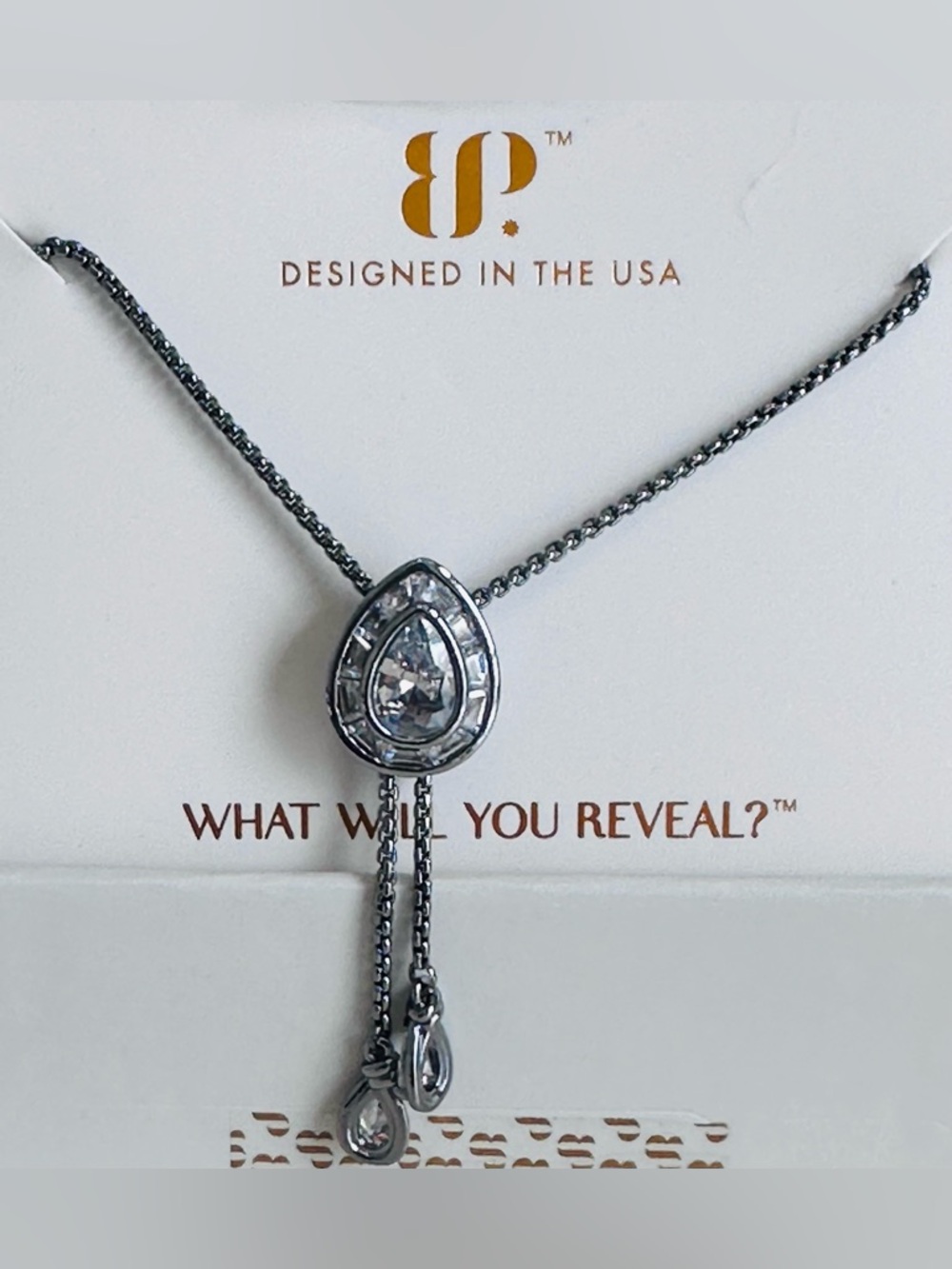 Bomb Party April 2026 “Lily Grey Necklace” Hematite plating & Diamond CZ